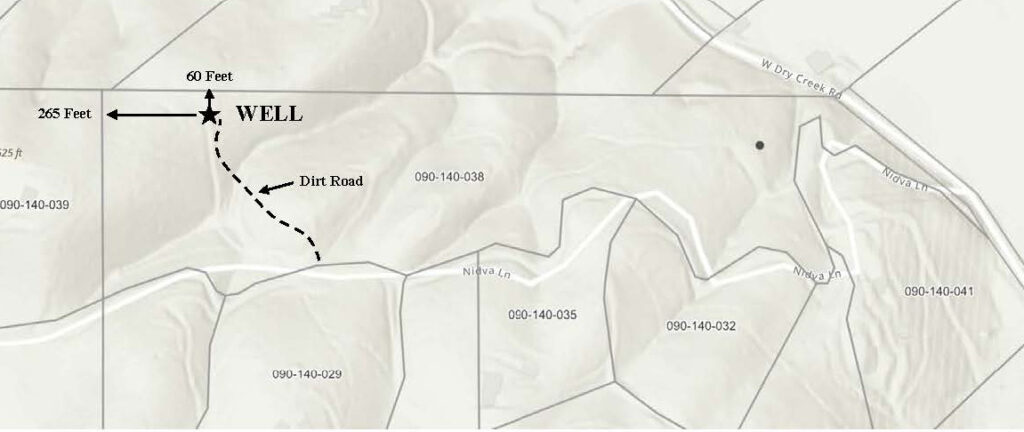 Map to Well Site at 3210 W Dry Creek Rd.